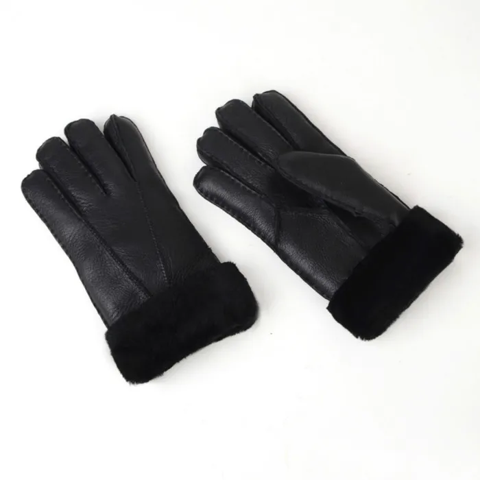 Мужская овечья шерсть, кашемир теплые перчатки зимние для активного отдыха рукавицы повседневные спортивные зимние перчатки - Цвет: black