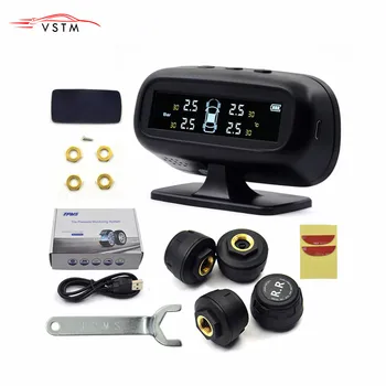 

Solar TPMS Car Tire Pressure Alarm Monitor System Display Temperature Warning Fuel Save with 4 Sensors