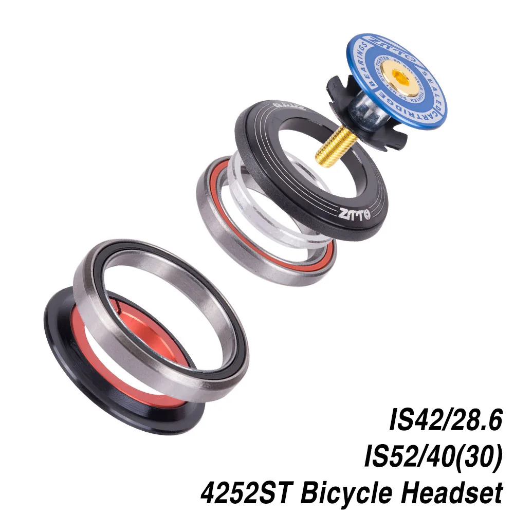 Bicycle Bearing Headset 42mm 52mm 4252ST CNC 1 1/8"-1 1/2" Tapered Tube fork Straight IS42 IS52 Head Tube Set - Цвет: Blue 4252ST