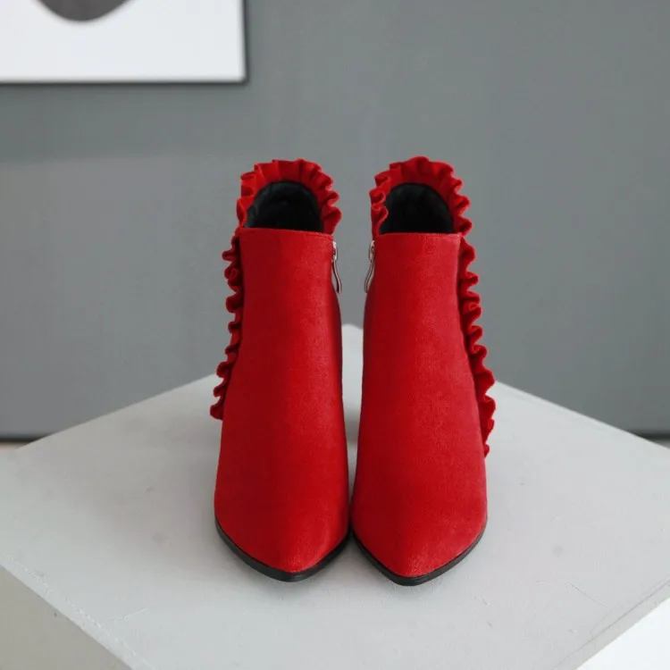 

Big Size 9 10 11 12 boots women shoes ankle boots for women ladies boots Lace side zipper sequined heel