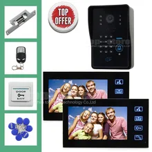 DIYSECUR 7 Pulgadas de Monitor de Video Teléfono de La Puerta Sistema de Intercomunicación de Control Remoto Lector de RFID Teclado Resistente A La Intemperie Cámara 2 Monitor 1 Cámara