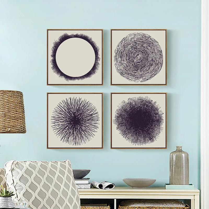 Simple Round Center Abstract Canvas Painting Art Print Posters Wall