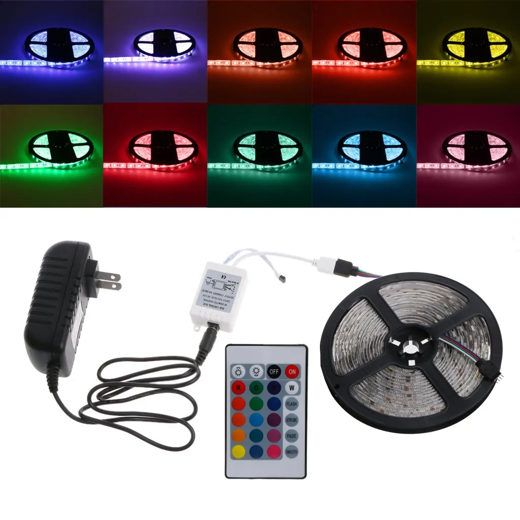 Светодиодная лента RGB светодиодный 5050 SMD 2835 гибкая лента RGB полоса 5 м 10 м 15 М лента диод DC 12 В + пульт дистанционного управления + адаптер ЕС