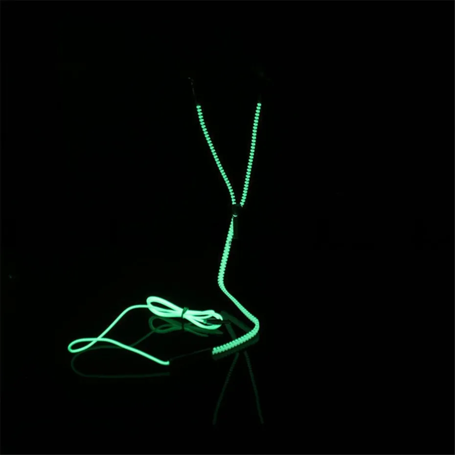 New Fashion Sports Earphones Headset Luminous Light Glow in the Dark Metal Zipper Earphone with Mic for Xiaomi  Mobile Phone (6)