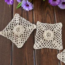 Хлопок ручное вязание крючком Doily, коврик для чашки, коврик для стола, аппликации квадратные с 10 см X 10 см 20 шт./партия CD057