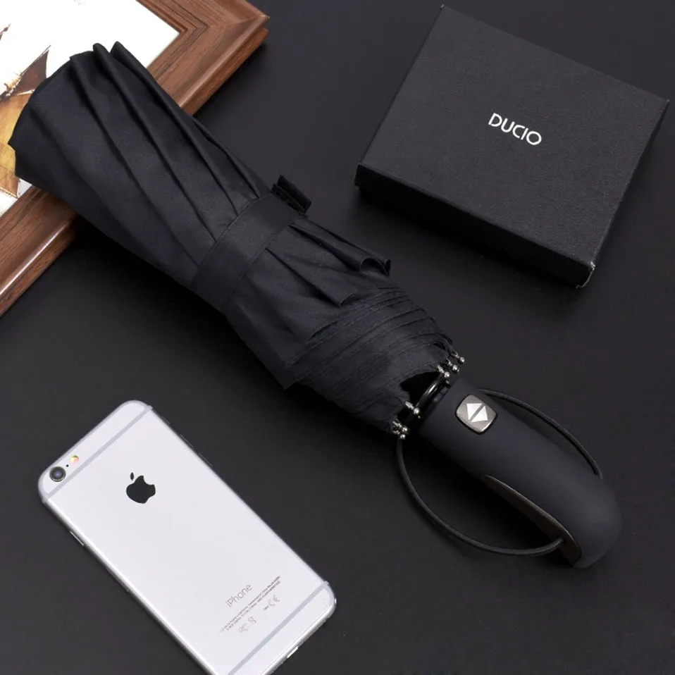 Full Automatic Oversize Reinforced Umbrella Three Folding Male Female Umbrella Rain Women Windproof Folding parasols umbrellas (12)