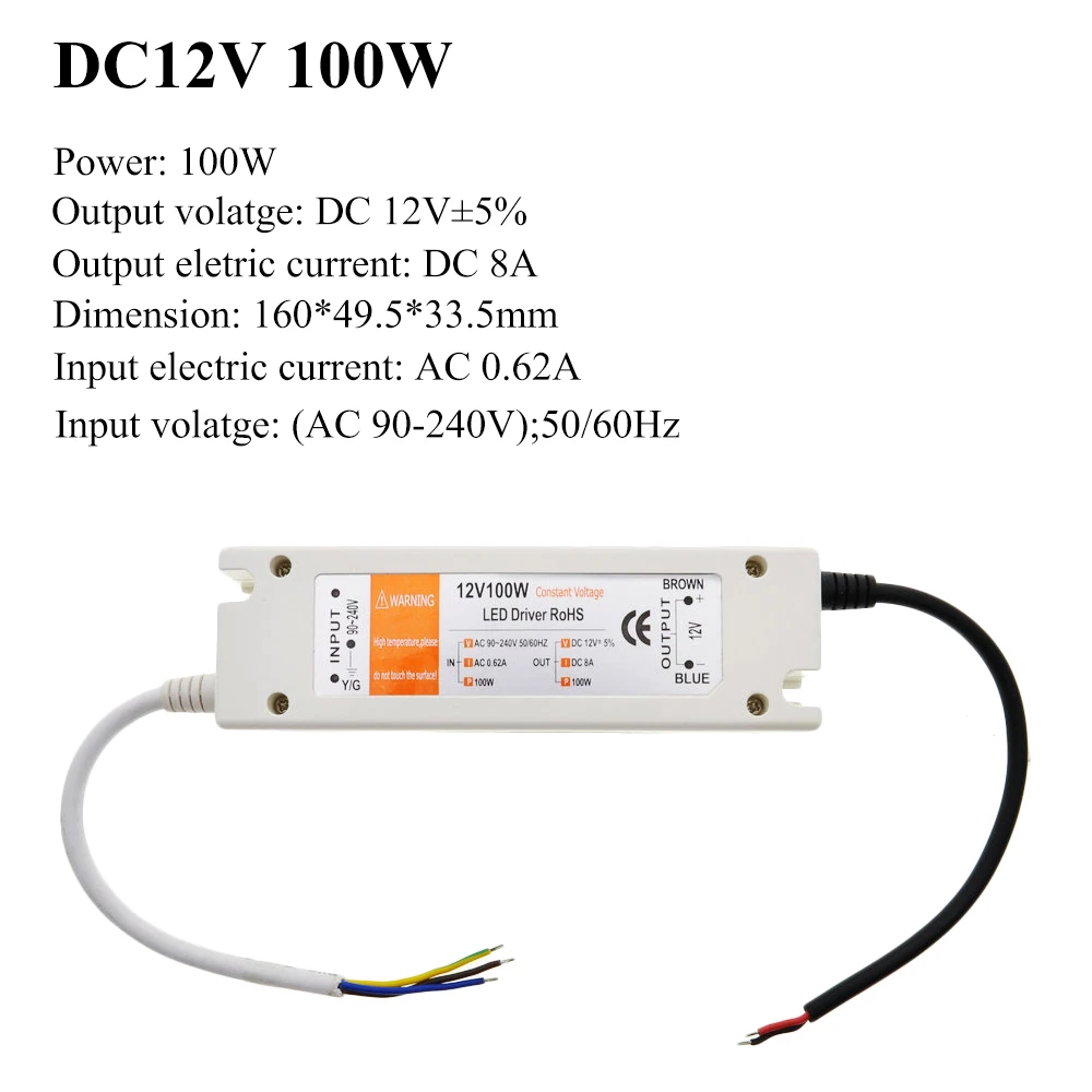 Светодиодный светильник ing трансформаторы DC12V 18 Вт 72 Вт 100 Вт Высокое качество Безопасный драйвер для светодиодной ленты RGB потолочный светильник лампы Драйвер