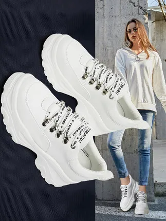 

Thick-soled white shoes female 2019 spring new casual wild old shoes..