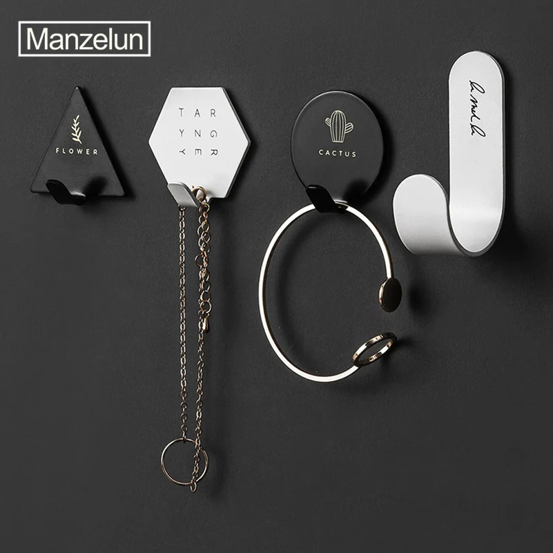 Minimalist Key Hanger Kids Wall Coat Hook Letter Rack Creative Geometric Key Holder Self-adhesive Stand Home Decoraction 4pcs (6)