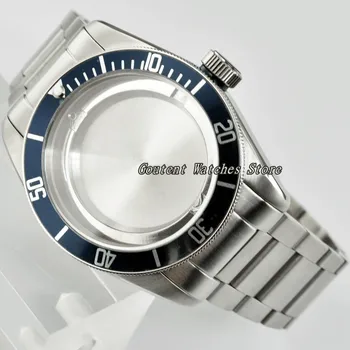 

41mm Watch Case+Blue Bezel Kit ETA 2836,Mingzhu 2813/3804,Miyota 82 Series Wristwatch Shell