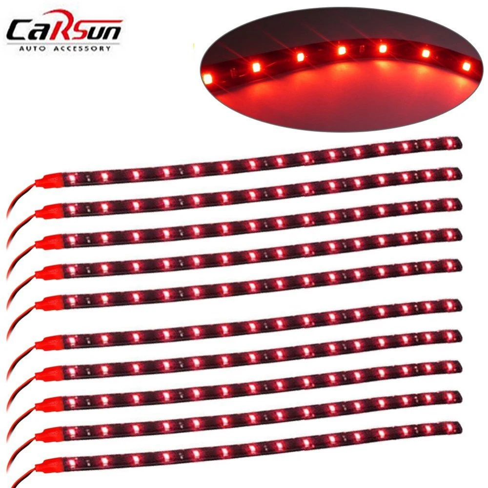 

10Pcs 12V Car RGB Led Strip Light 3 Colors Car-Styling Decorative Atmosphere Lamps 0CM 15SMD Waterproof Flexible Light Strips