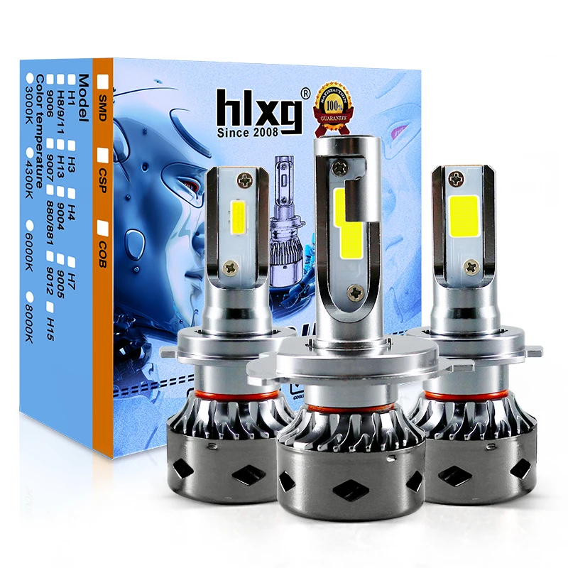 HLXG 2 шт. H11 H1 H4 H7 светодиодный Canbus лампы для автомобильных фар 80 Вт 12000LM 6000 К чистый