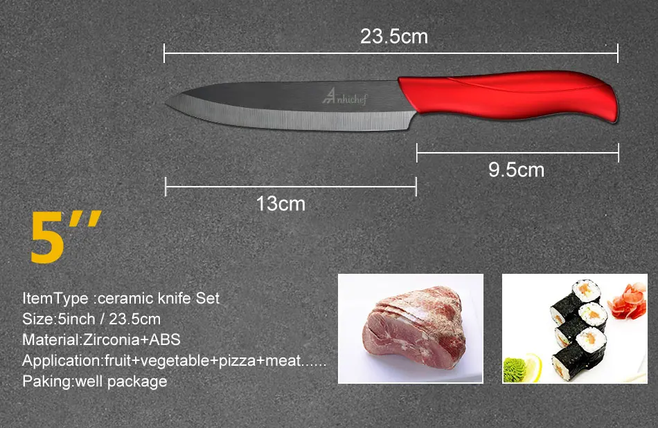 Anhichef, керамический кухонный нож, черное лезвие, нож для очистки овощей, нож для нарезки+ Овощечистка, кухонные ножи, набор инструментов для приготовления пищи