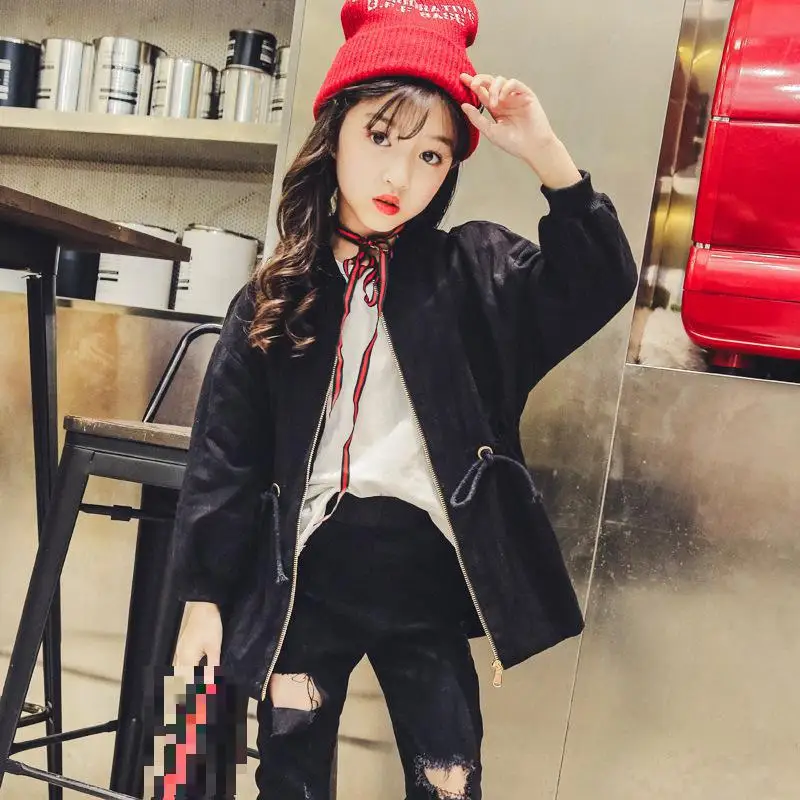 

Spring Kids Jacket Solid Long Sleeve Casual Girls Coat 4 5 6 7 8 9 10 11 12 13 Years Clothes Children's Casaco Infantil Menina