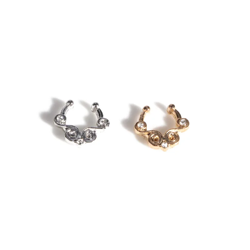 

New Arrival Non-Piercing Fake Septum Clicker CZ Nose Body Jewelry Fake Clip On Nose Rings Pircing