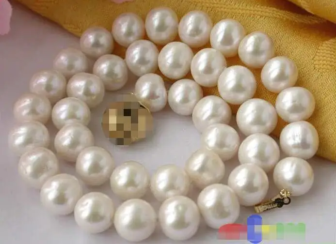 

FREE SHIPPING HOT sell new Style >>>>17" 12MM ROUND WHITE FRESHWATER CULTURED PEARL NECKLACE