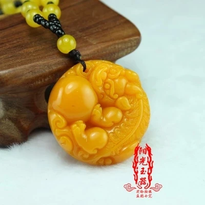 Natural JADESt pendant carved yellow money rolling Animal Pendant Necklace and jewelry for men women | Украшения и аксессуары