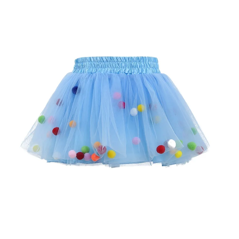 Милое Пышное Бальное Платье; сетчатая танцевальная юбка-пачка; вечерние балетные юбки-американки для девочек; детская одежда - Цвет: Light Blue