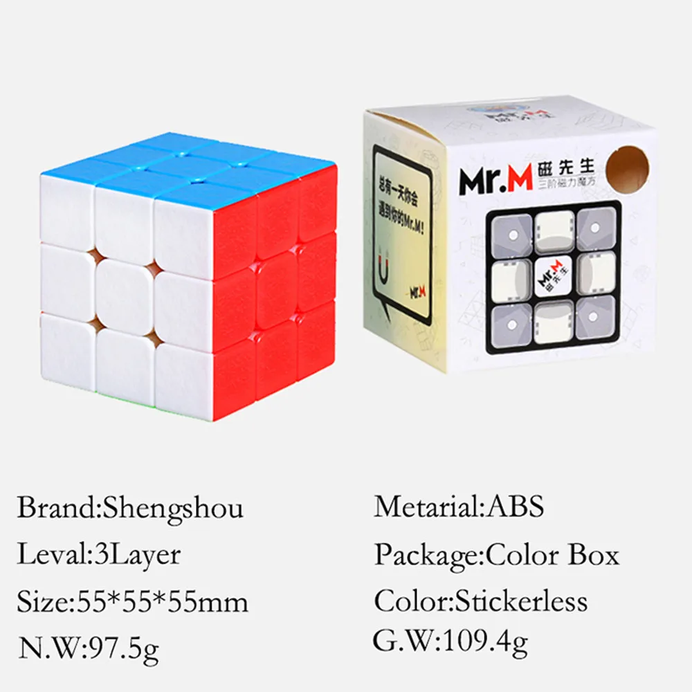 Puzzles para Crianças Shengshou Cubo Magnético Twisty Puzzle Brinquedo Colorido Stickerless Brinquedos 3x3x3 Mr. m 9 Cheap Cubos mágicos