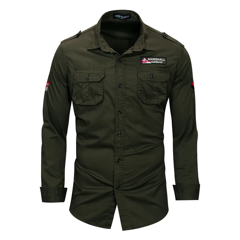 2018 New 100 Cotton Men's Military Tactical Cargo Shirts Male Solid