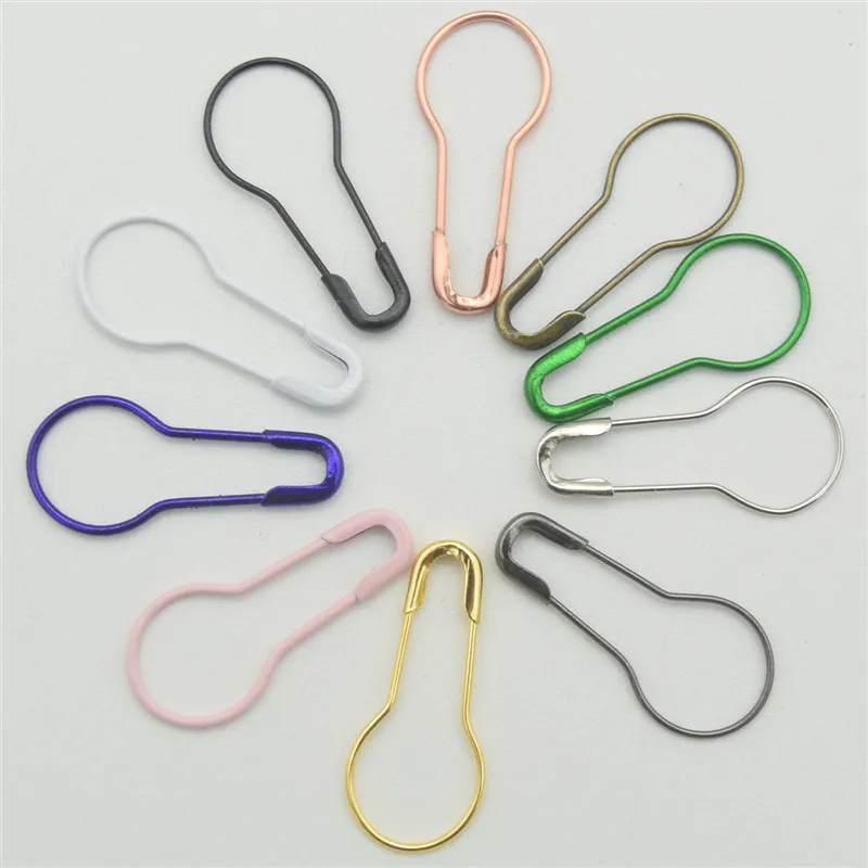 

1000pcs Many color iron materialwhite Pear Shaped gold black silver bronze green purple safety pins length (20mm)
