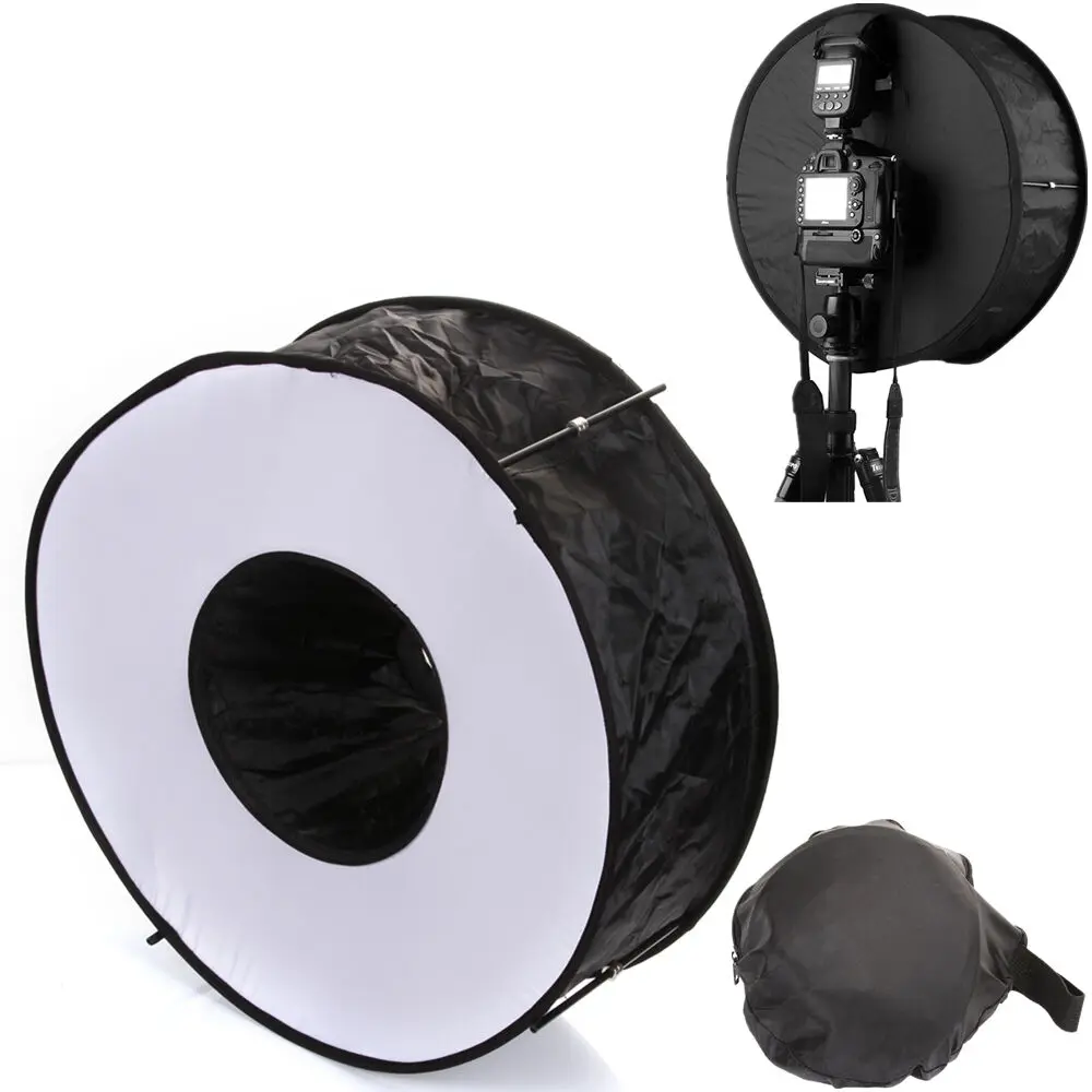 

Universal 45cm Foldable Circular Macro Ring Softbox Diffuser for Canon Nikon Yongnuo Godox Flash Speedlite