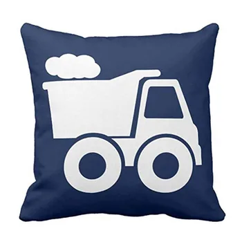 

Throw Pillow Cover Dump Truck in Navy Blue Construction Decorative Pillow Case Home Decor Square 18 x 18 Inch Pillowcase