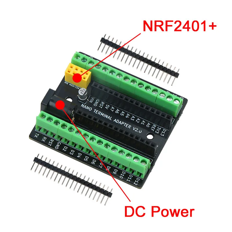 Плата адаптера расширения Nano Terminal для Arduino для Nano V3.0 AVR ATMEGA328P с NRF2401 + интерфейс расширения питания постоянного тока