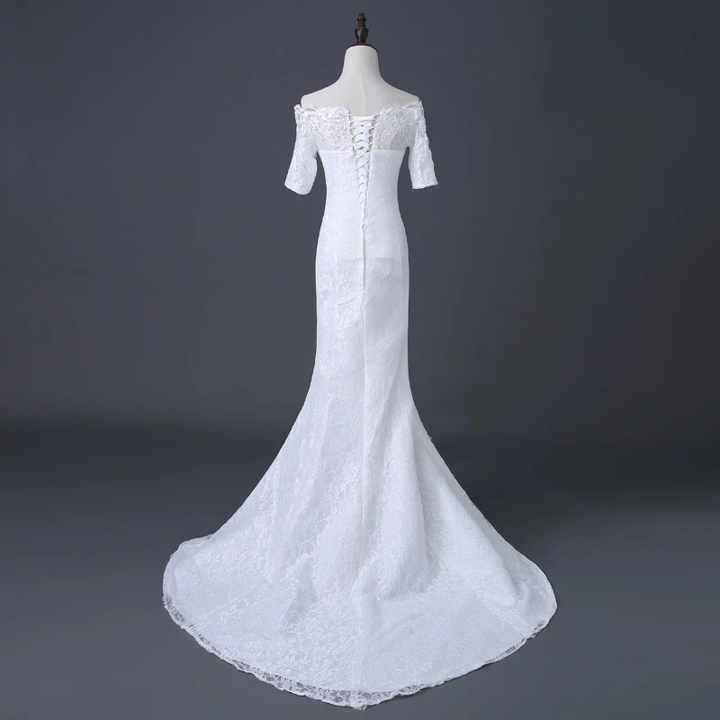 2019 лето осень дизайнерские пикантные туфли белого цвета Vestido de Noiva кружево