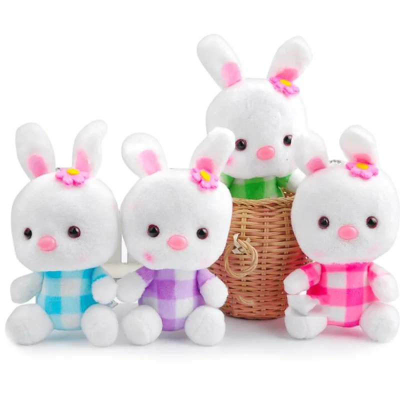 

13CM Meng Plaid Rabbit Plush Pendant Cartoon Toy Keychain Bag Hanging White Rabbit Doll Boutique Children's Plush Toys