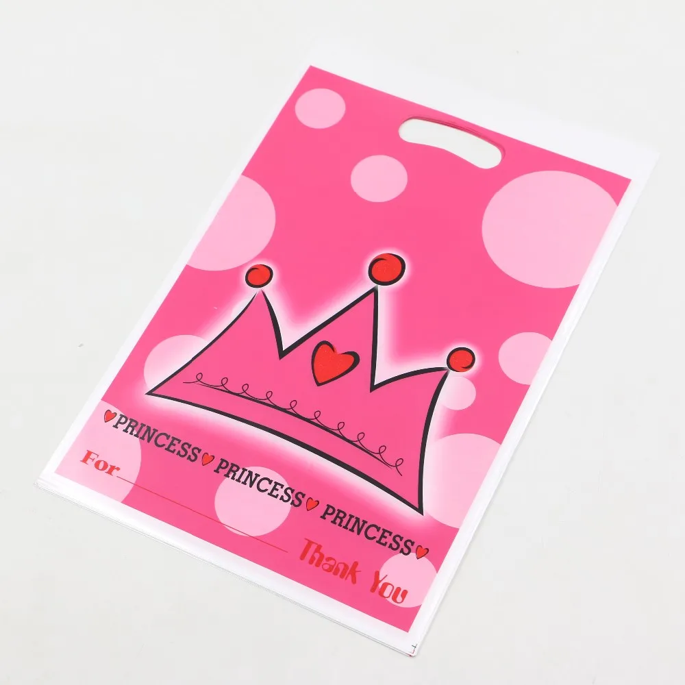 

10pcs Pink Princess Crown Plastic Gift Bags For Kid Birthday Party Decoration Supplies Portable Gift Loot Bags kid Favors