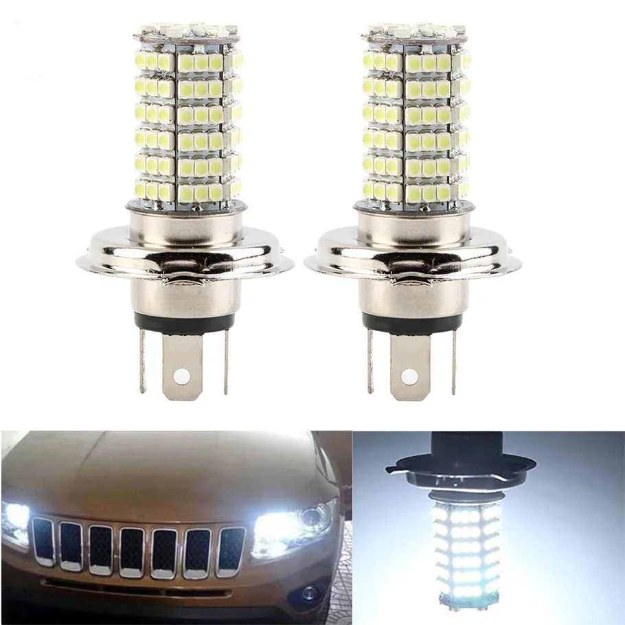 

2 Pcs H4 DC12V 120LED LED Fog Light Headlight Lamp SMD High Low Beam White Car Daytime Driving Running Light Hot Selling
