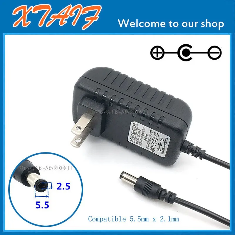 1PCS AC 100 240V DC 9V 2A Switching Power Supply adapter Reverse Polarity Negative Inside US