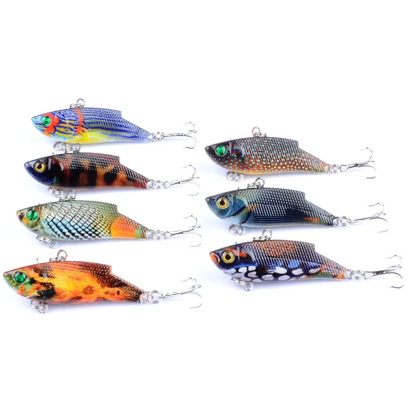  7Pcs/Lot 3D Painted VIB Swim Fishing Baits 5.5cm/9.4g Wobbler Tackle Crankbait Simulation Artificia