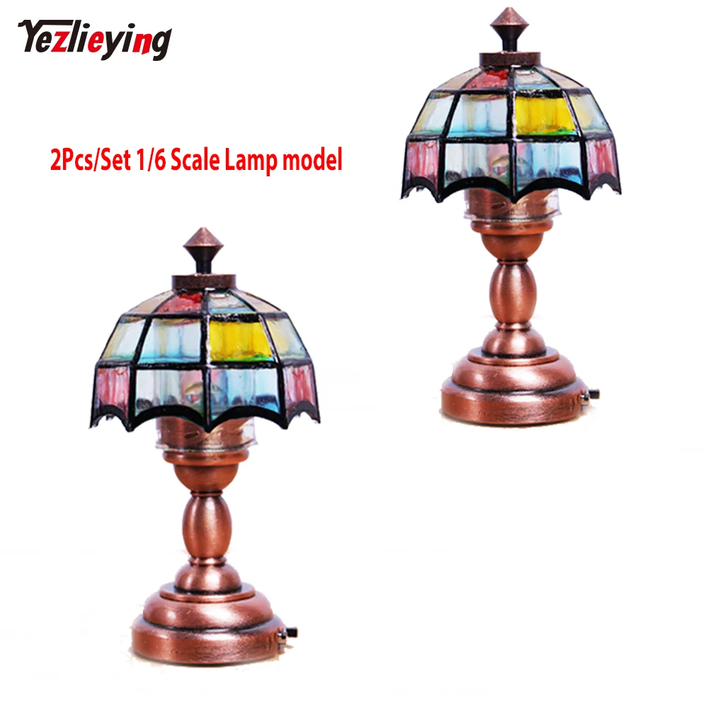 

2PCS/Pack 1/6 Scale Bright Table Lamp Color Desk Lamp Furniture table lamps for Scene Accessories modern Fit 12'' Action Figure