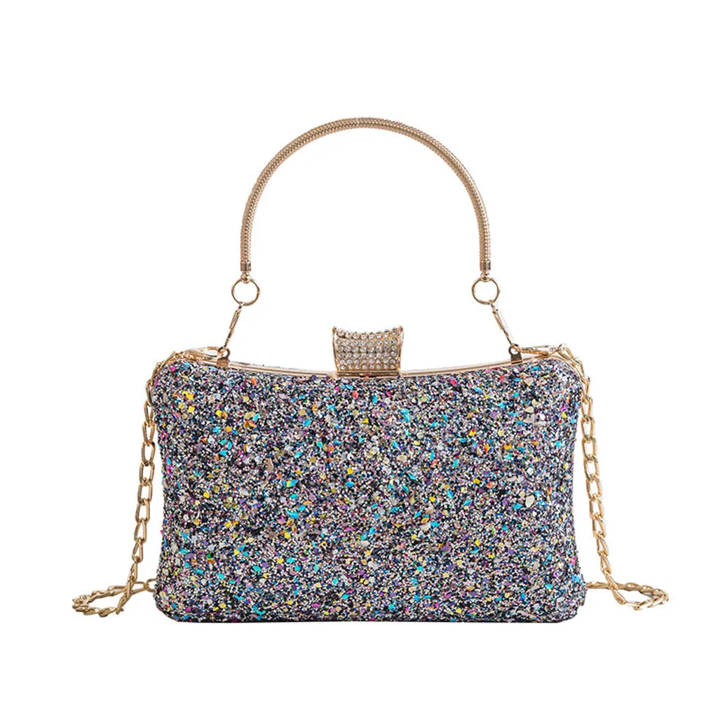 

Fashion Lady Print Multicolor Hand Shoulder Square Long Chain Dinner Bag Shopping Party Universal Buckle Diamond Crossbody Bags
