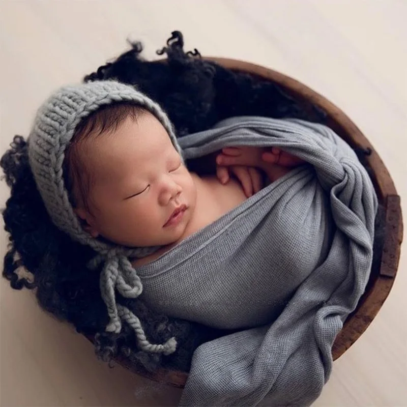 Newborn Stretch Knit Wrap Photography Nubble Wraps Props Baby Kids Cozy 40*150cm