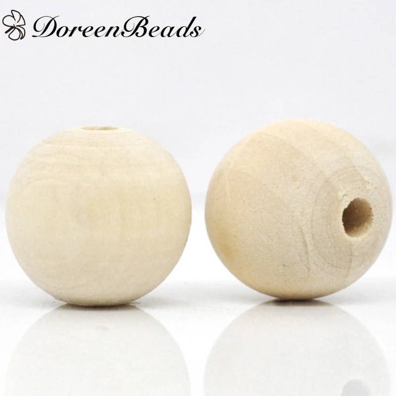 

DoreenBeads 50 Pieces Round Natural Color Wooden Spacer Beads Wood About 17mm-18mm Dia. Jewelry Making Accessories (B12713)