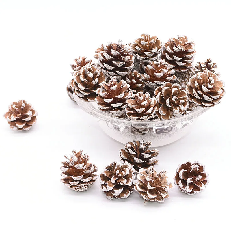 

5pcs White Wood Pine Cones Bauble Xmas New Year Festival Party Decoration Christmas Hanging Ornament Decor Home Supplies