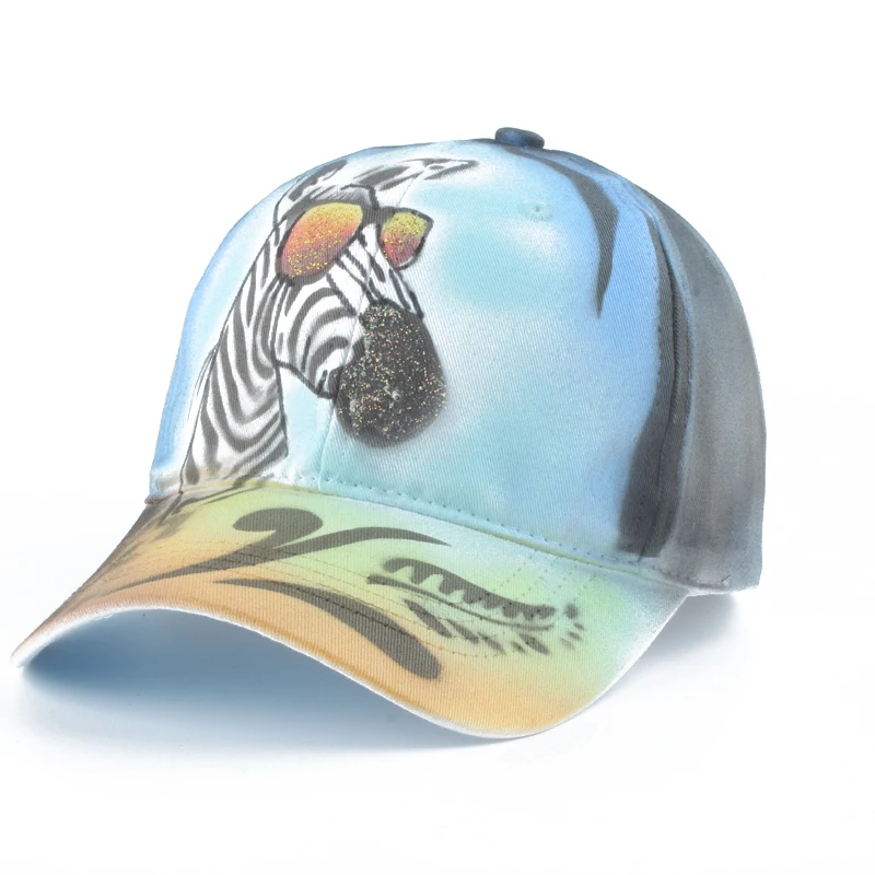 

Fashion Women Cap Animal Baseball Caps 100% Hand drawn 3D Cartoon Baseball Hats Streetwear Hip Hop Snapback Hat