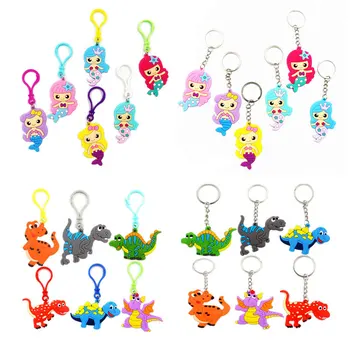 

24pcs Dinosaur Mermaid Party Rubber Keychain boy/girls Birthday Party Decorations Kids Baby Shower Tropical Jungle Party favors