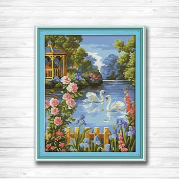 

Swan lake scenery love home Decor paintings dmc 14CT 11CT counted cross stitch Needlework Set Embroidery kits Home decor crafts