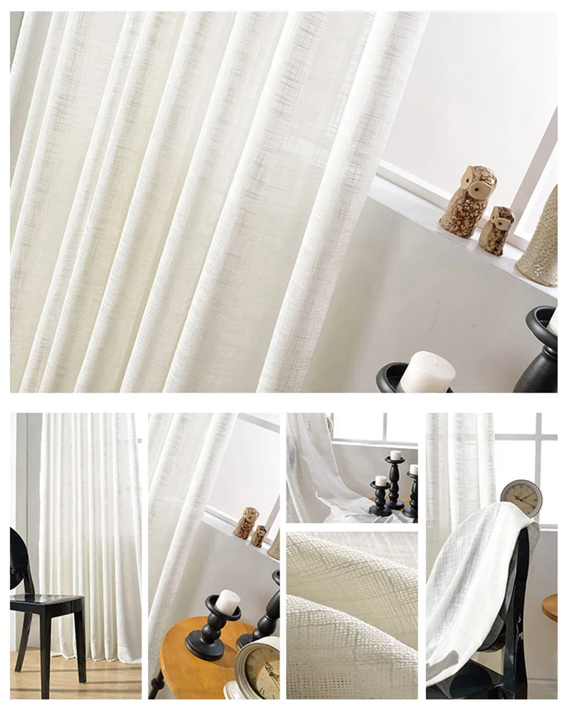 Современные белые тюлевые занавески для спальни, плотные сплошные отвесные занавески для гостиной, грубые клетчатые оконные занавески, размер на заказ
