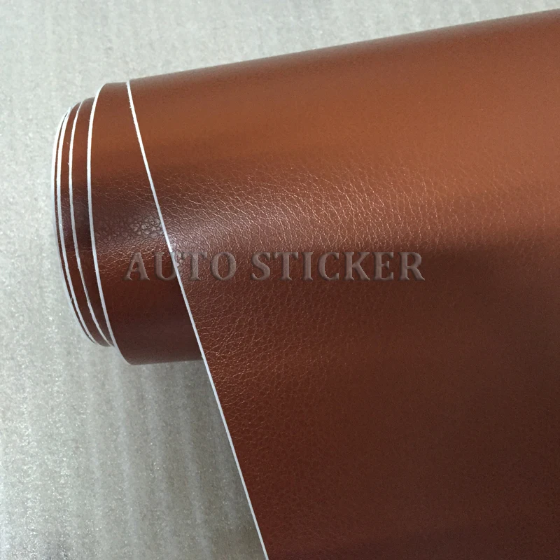 Brown leather skin car vinyl wraps 7