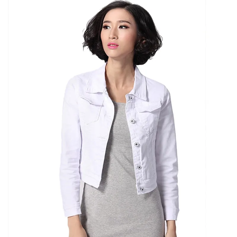 ROPALIA Female Denim Jacket Women Short Jeans Overcoat Ladies Jackets