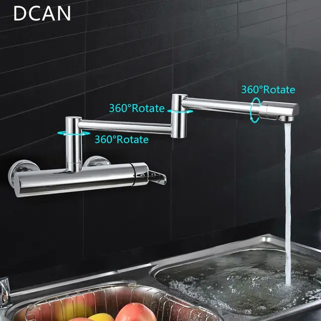 Best Offers DCAN Kitchen Sink Faucets Folding Faucet Stretch Folding Bathroom Kitchen Mixer Taps Deck Mounted Copper Faucet Kitchen Faucets