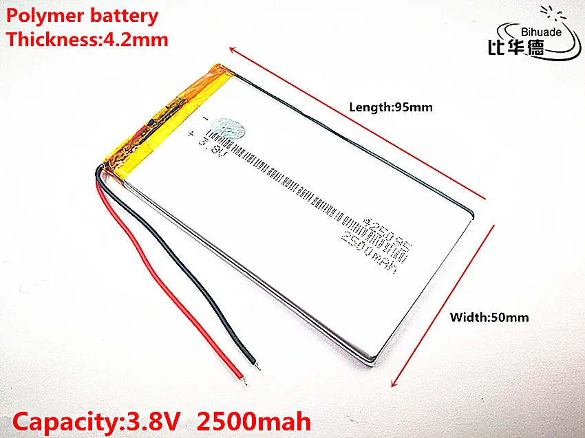 10 шт литиевая батарея хорошего качества 3,7 V, 2500 mAH 425095 полимер литий-ионный/литий-ионный аккумулятор для планшетных ПК, gps, mp3, mp4