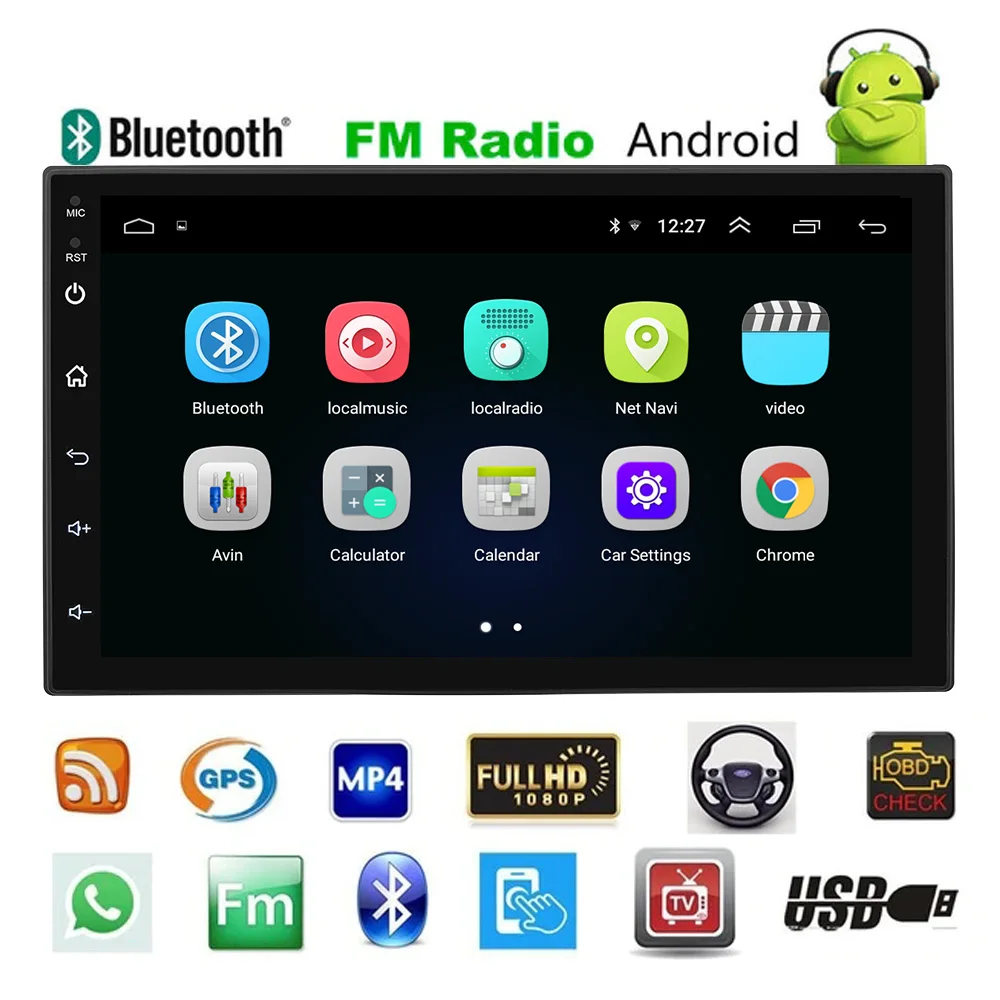 Android 9,1 2Din 2+ 32G автомобильный Радио мультимедийный плеер Bluetooth WiFi gps NaviAutoradio 7 ''сенсорный fm-радио плеер SWC DAB TPMS