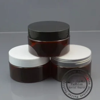 

50Pcs 100g Portable Plastic Cosmetic Empty Jar Pot Box Makeup Nail Art Cosmetic Bead Storage Container Round Bottle Brown