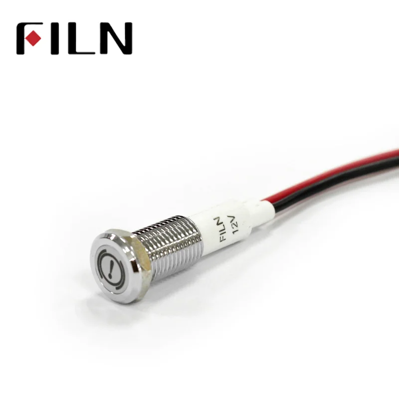 Chrome Waterproof Lamp FILN 12V LED Car Boat LED Warning Dashboard Signal Lights Instrument Pilot light 10mm (8)